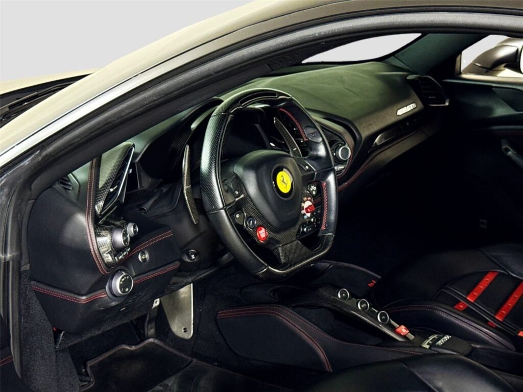 Ferrari 488 GTB interior — carbon steering wheel and driver cockpit
