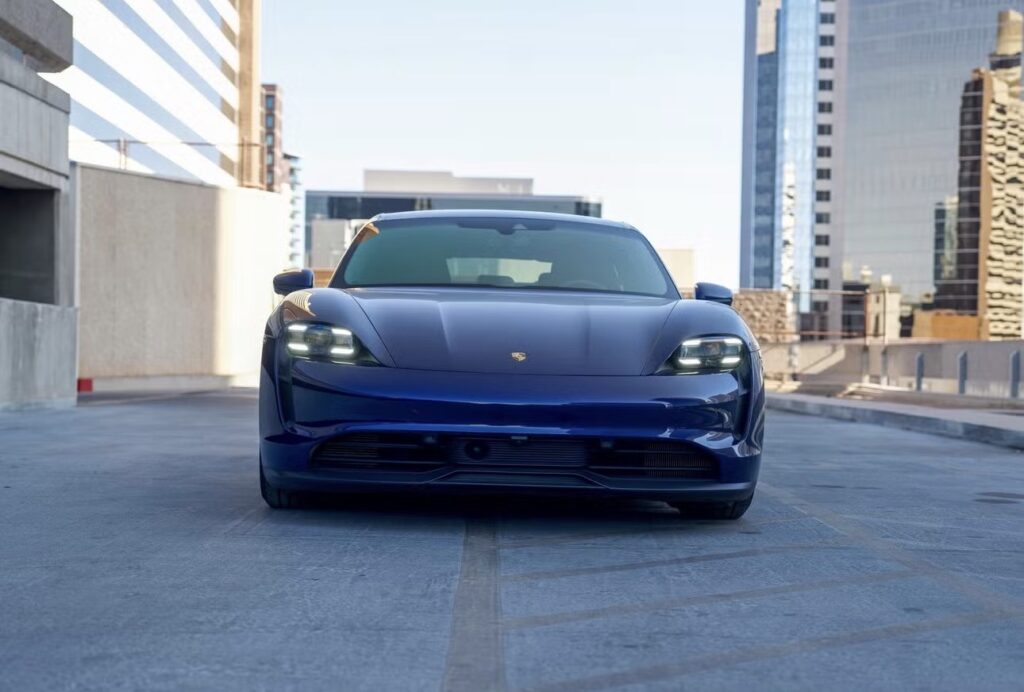Blue Porsche Taycan 4S Rental
