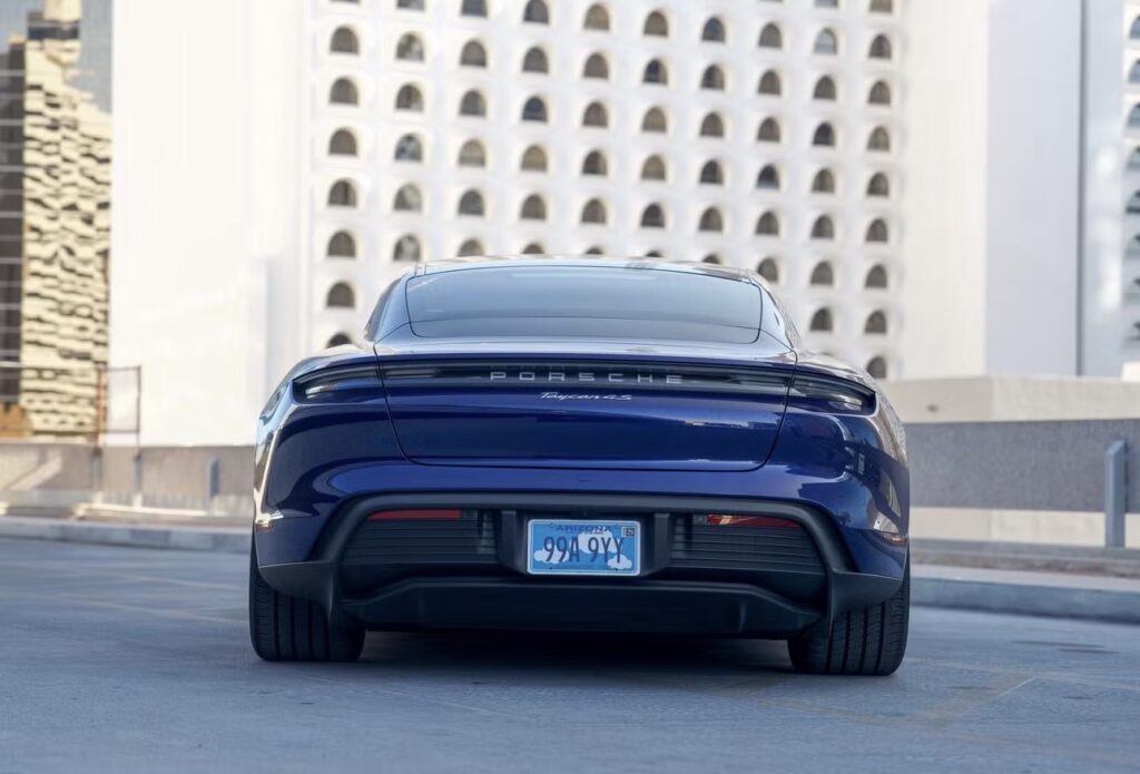 Blue Porsche Taycan 4S Rental