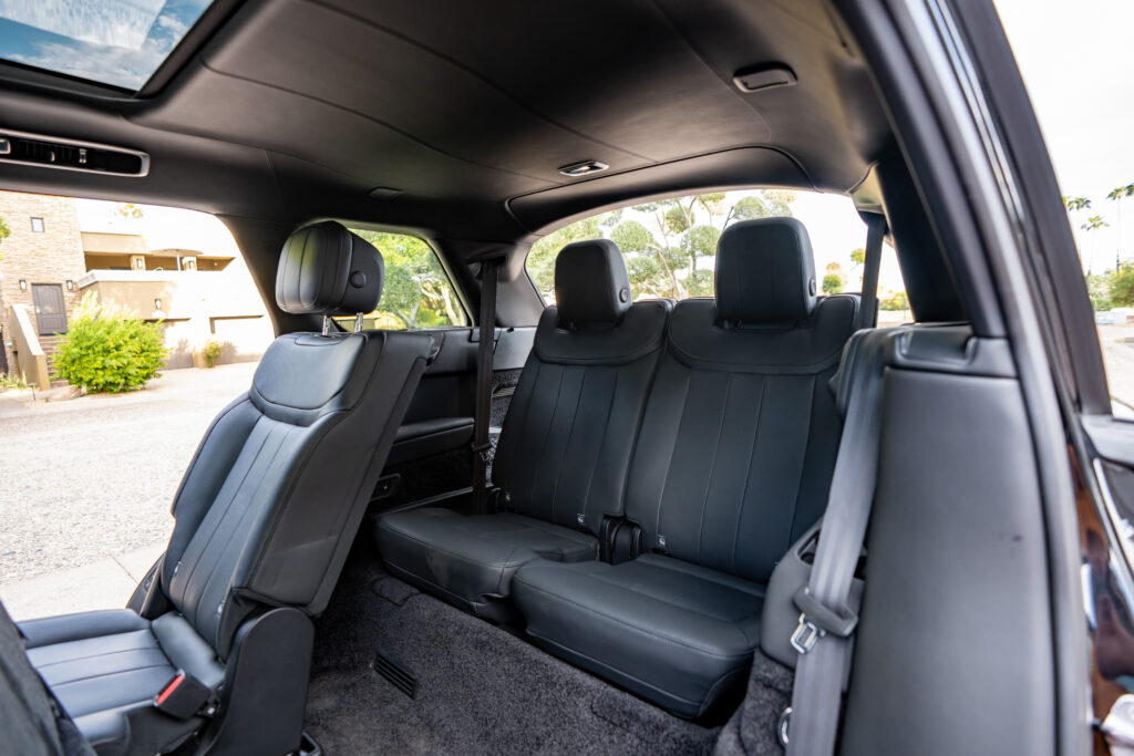 Black Range Rover LWB Autobiography rental in Scottsdale, rear seats interior view