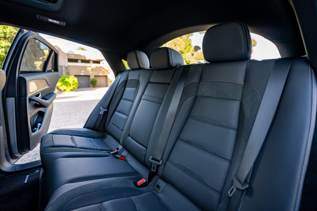 Gray Mercedes-AMG GLE 53 rental in Scottsdale, rear seats interior view