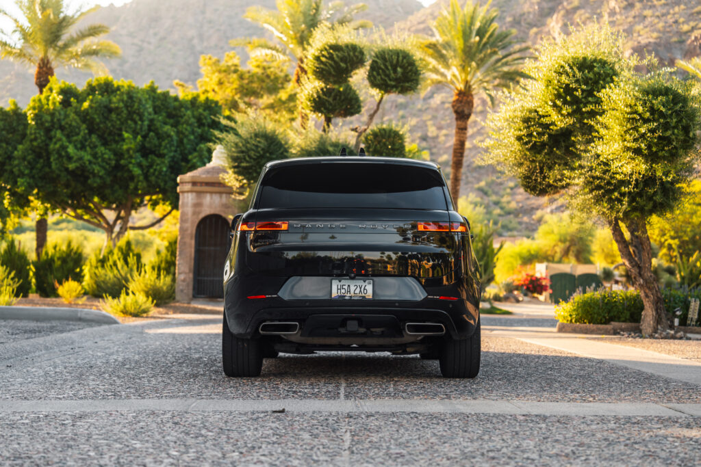 Black 2024 Range Rover Sport rental in Scottsdale, rear view