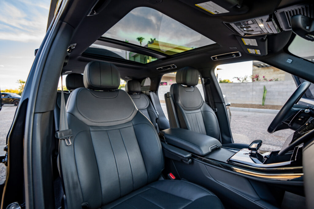 Black 2024 Range Rover Sport rental in Scottsdale, front seats interior view